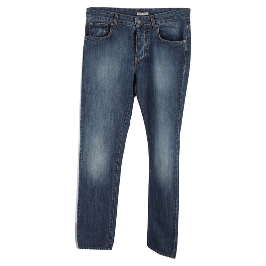 Luxury Bottega Veneta Washed Effect Low Rise Jeans in Blue Cotton