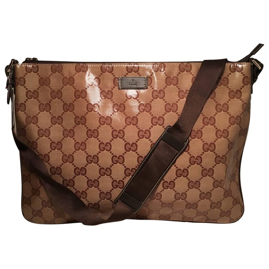 Luxury Gucci Trending 2025 XL Coated Monogram Canvas Slim Messenger Shoulder Bag