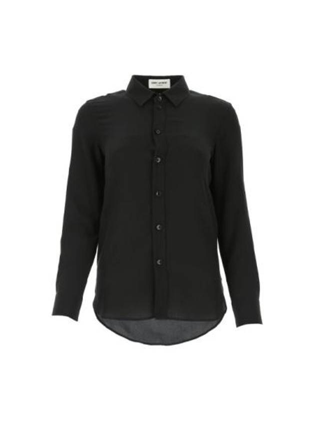Luxury Saint Laurent Basic Slim Fit Silk Shirt Black