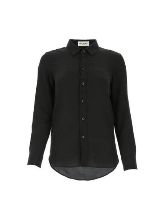 Luxury Saint Laurent Basic Slim Fit Silk Shirt Black