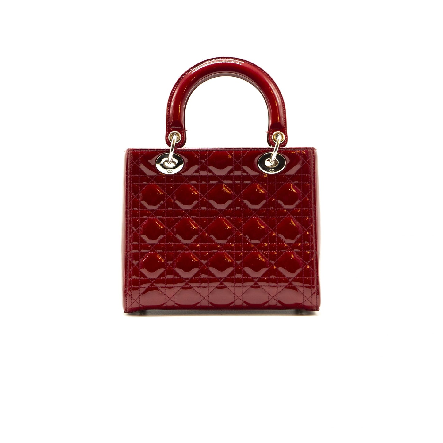 Luxury Dior Rouge Patent Cannage Quilted Leather Medium Lady Luxury Dior Tote