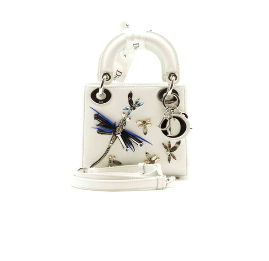 Luxury Dior White  Animal Embroidery Limited Edition Mini Lady Luxury Dior Tote