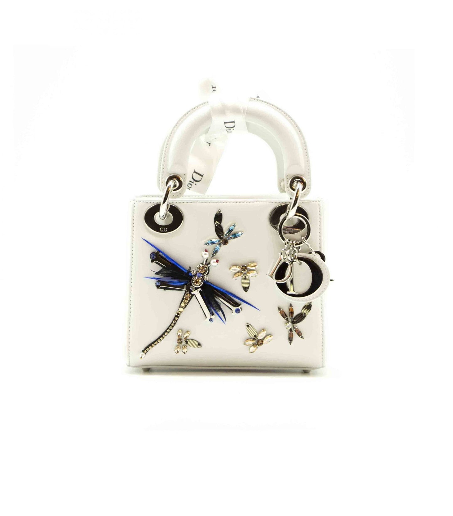 Luxury Dior White  Animal Embroidery Limited Edition Mini Lady Luxury Dior Tote