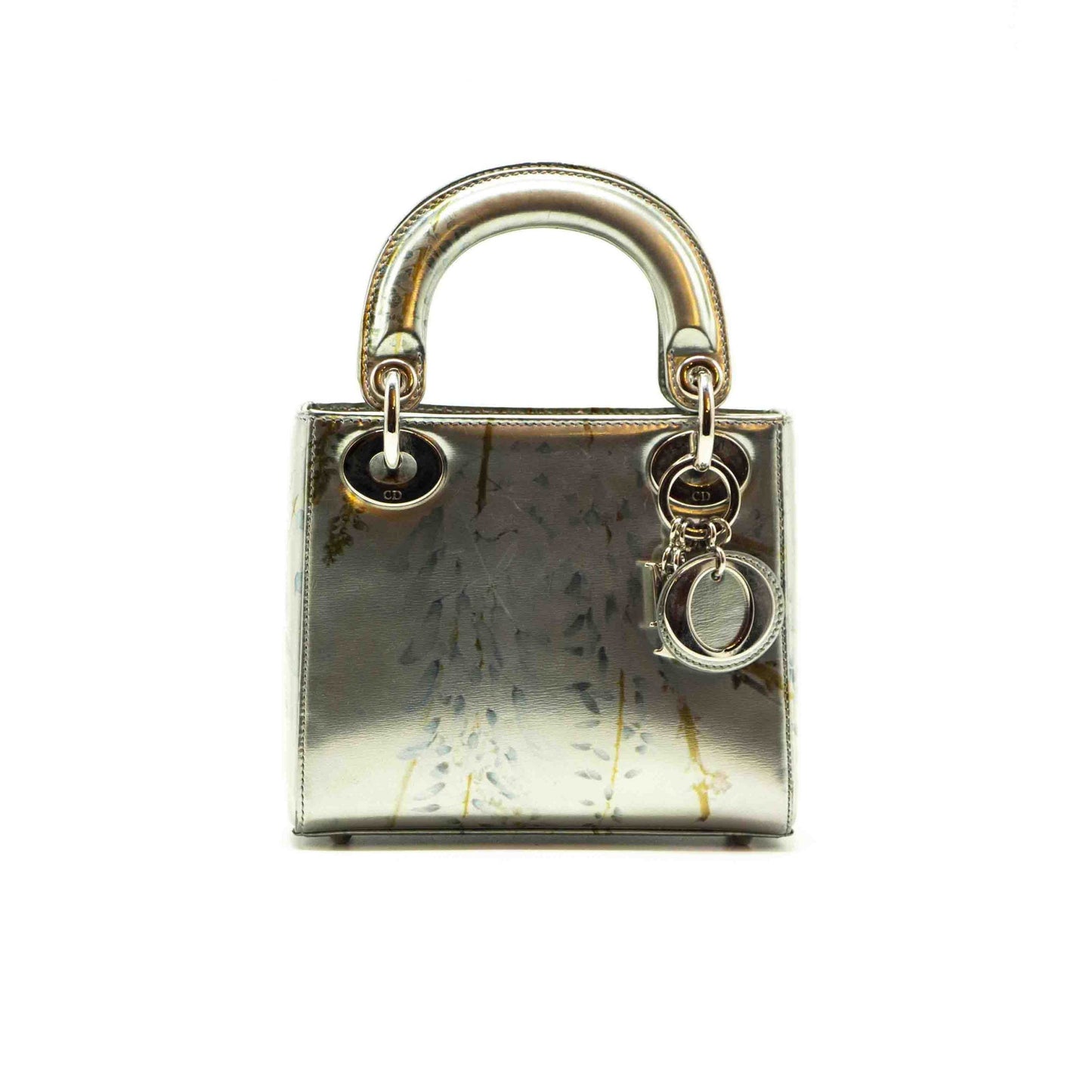 Luxury Dior Silver Flora Print Leather Mini Lady Luxury Dior Tote