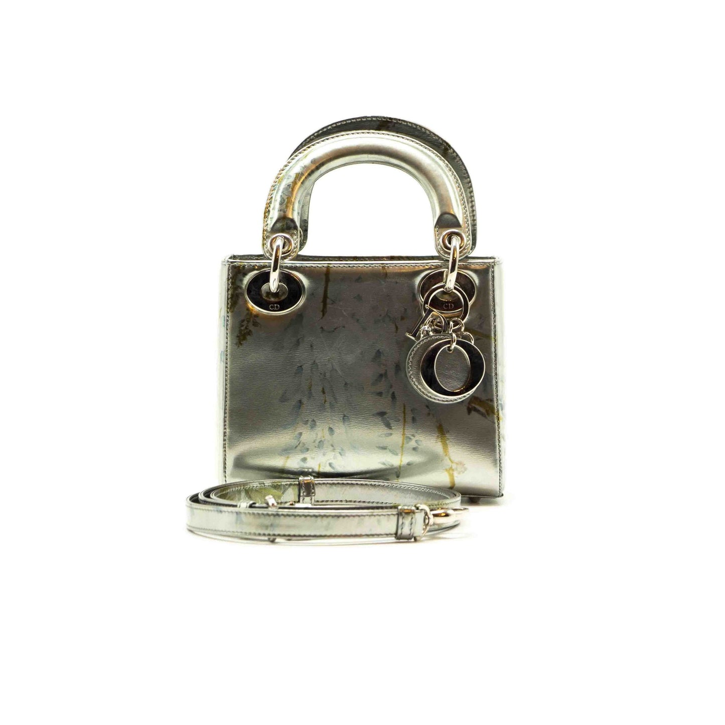 Luxury Dior Silver Flora Print Leather Mini Lady Luxury Dior Tote