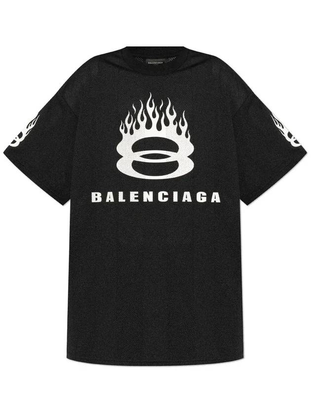 Luxury Balenciaga Logo Print Crew Neck Short Sleeve T-Shirt Black