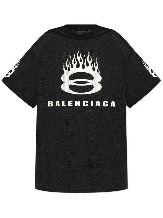 Luxury Balenciaga Logo Print Crew Neck Short Sleeve T-Shirt Black
