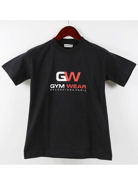 Luxury Balenciaga Gymwear Logo Cotton Short Sleeve T-Shirt Black