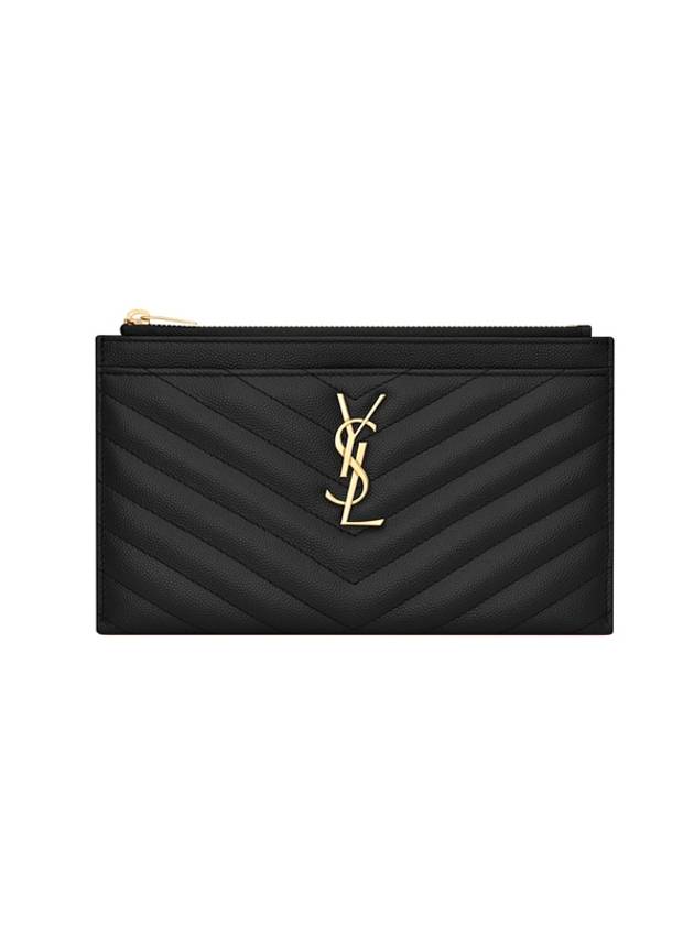 Luxury Saint Laurent Monogram Quilted Bill Pouch Clutch Bag Black