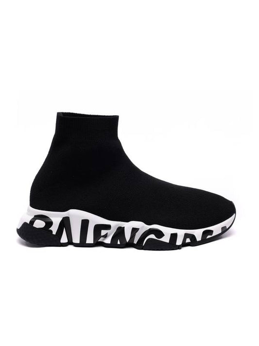 Luxury Balenciaga Speed Midsole Graffiti High Top Sneakers White Black