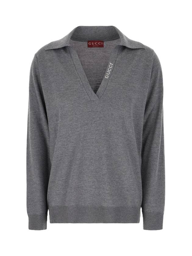 Luxury Gucci Trending 2025 Extra Fine Wool Polo Shirt Grey