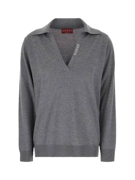 Luxury Gucci Trending 2025 Extra Fine Wool Polo Shirt Grey