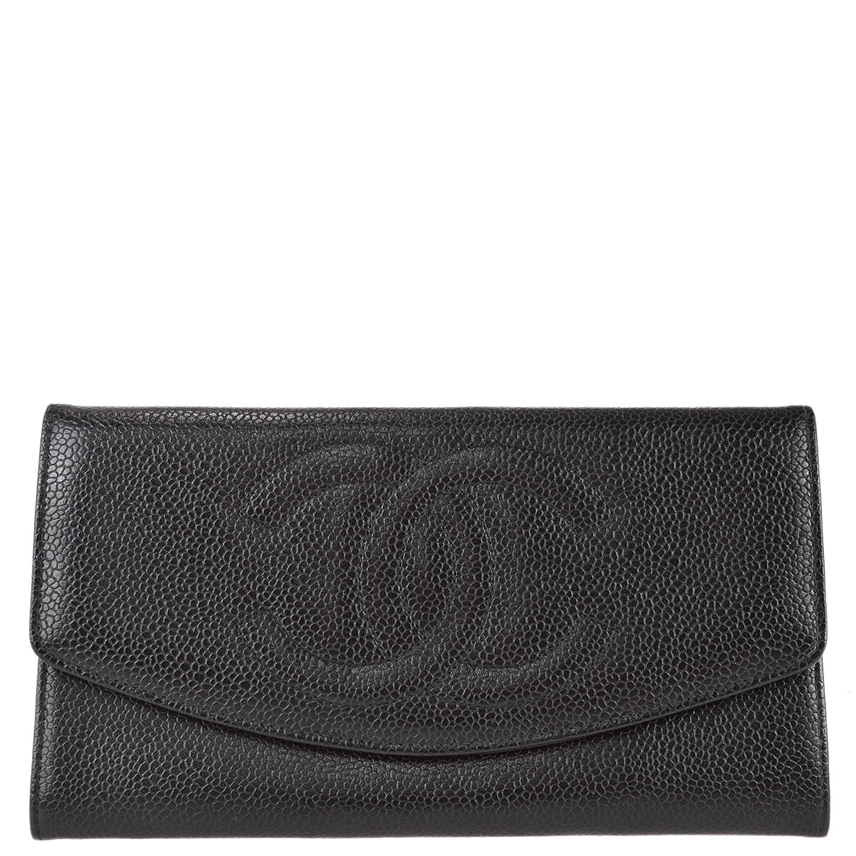 Luxury Chanel 1997-1999 Timeless Long Wallet Black Caviar