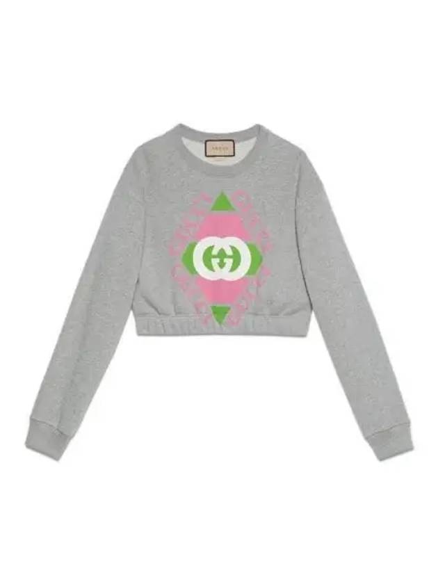 Luxury Gucci Trending 2025 Logo Cotton Jersey Crop Sweatshirt Grey