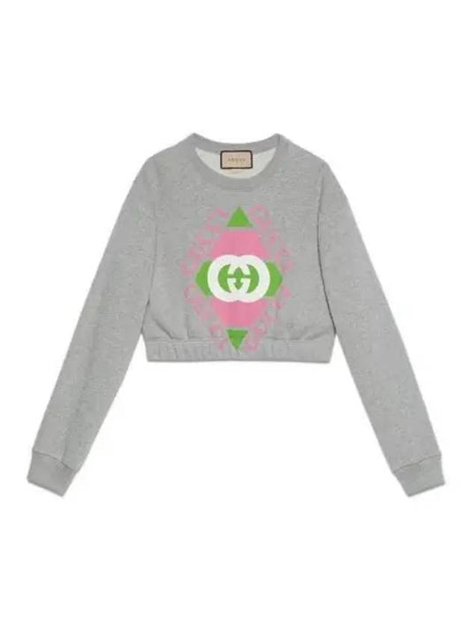Luxury Gucci Trending 2025 Logo Cotton Jersey Crop Sweatshirt Grey