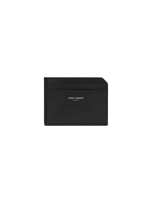 Luxury Saint Laurent Paris Open Smooth Leather Card Wallet Black