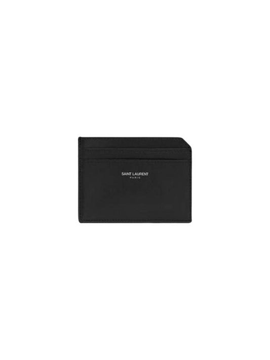 Luxury Saint Laurent Paris Open Smooth Leather Card Wallet Black
