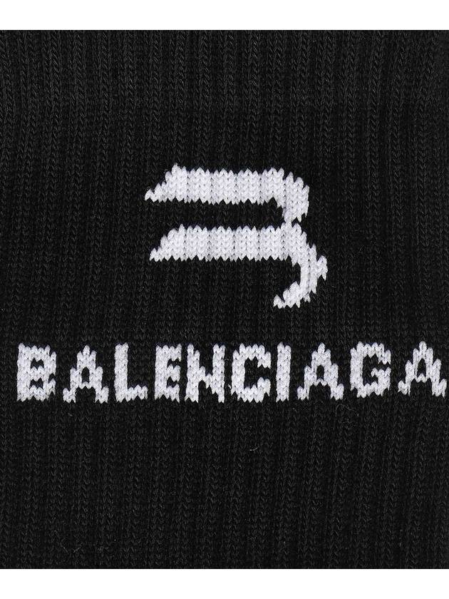 Luxury Balenciaga Logo Ribbed Cotton Socks Black