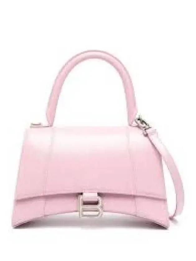 Luxury Balenciaga Hourglass Shiny Box Calfskin Small Tote Bag Pink