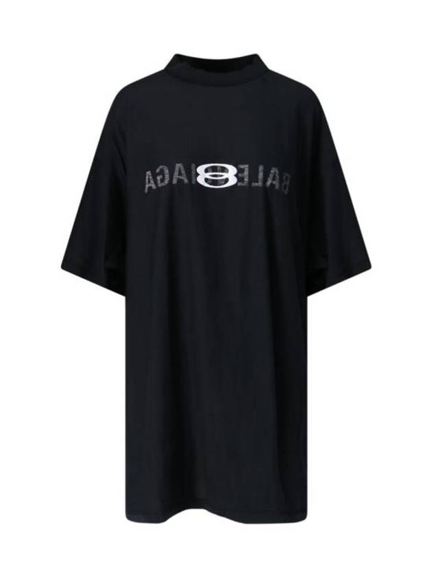 Luxury Balenciaga Logo Print Short Sleeve T-Shirt Black