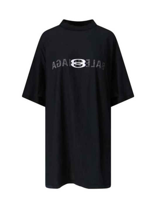 Luxury Balenciaga Logo Print Short Sleeve T-Shirt Black