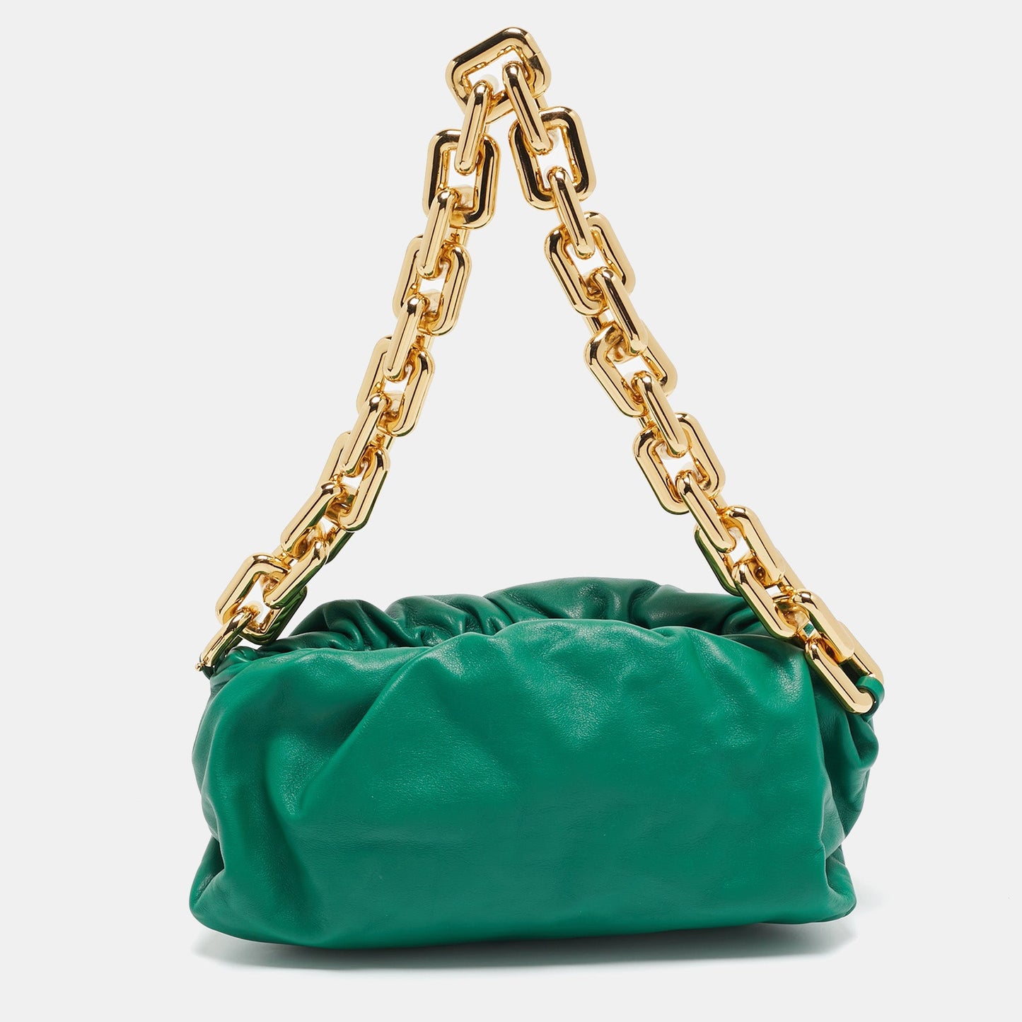 Luxury Bottega Veneta Green Leather The Chain Pouch Bag