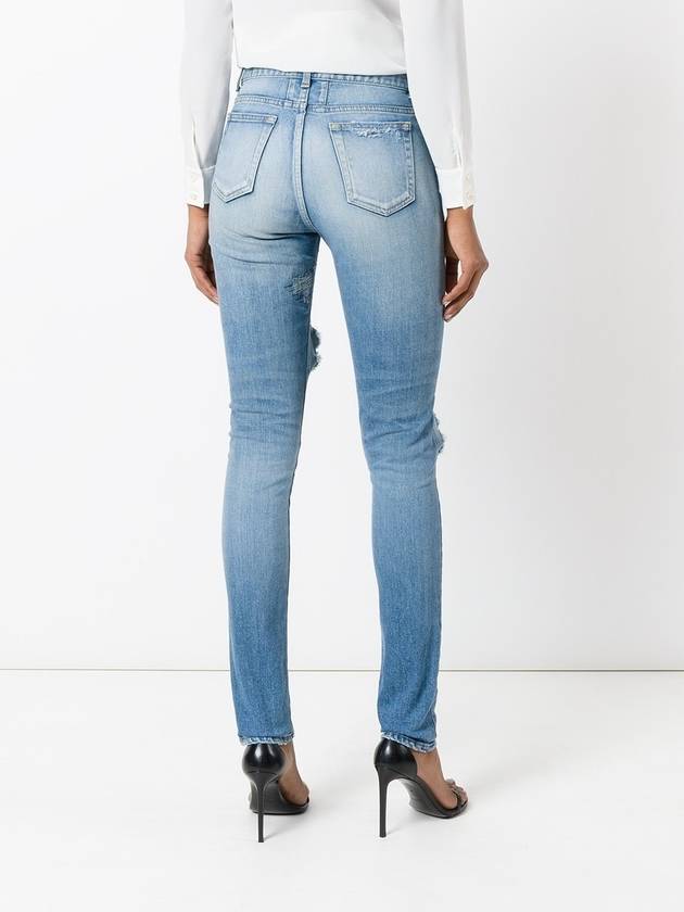 Luxury Saint Laurent Destroyed Mupage Cotton Jeans Blue