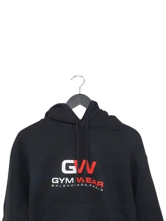 Luxury Balenciaga Gymwear Logo Cotton Hoodie Black