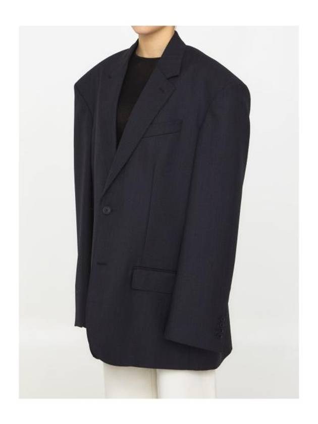 Luxury Balenciaga Pinstripe Wool Blazer Jacket Black