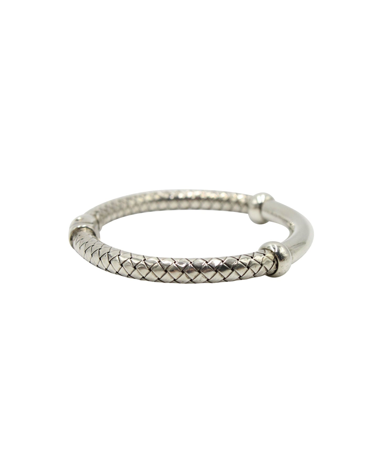 Luxury Bottega Veneta Intrecciato Bracelet in Silver Metal