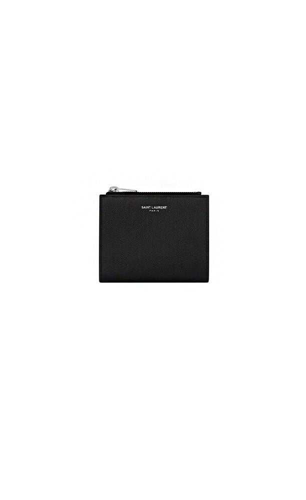 Luxury Saint Laurent Men's Logo Print Leather Purse in Nero | 575789BTY0N1000