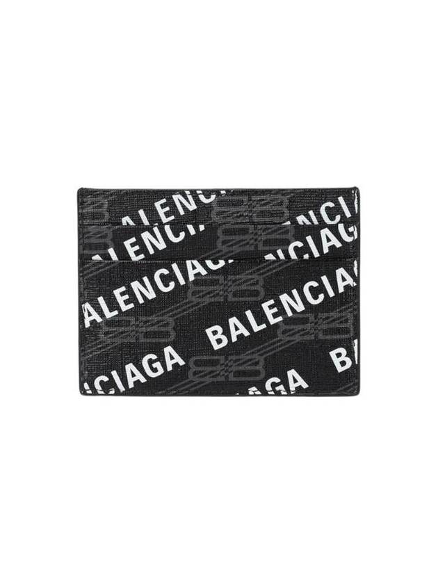 Luxury Balenciaga Monogram Pattern Card Wallet Black