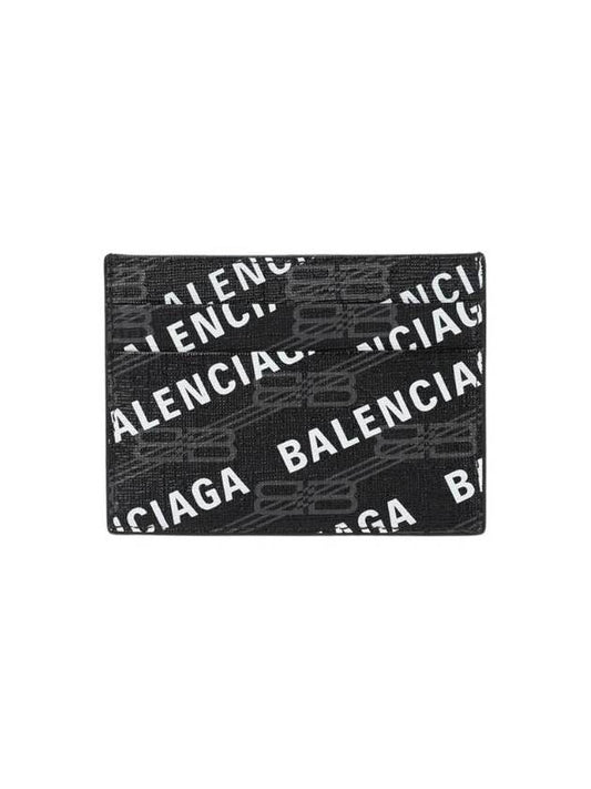 Luxury Balenciaga Monogram Pattern Card Wallet Black