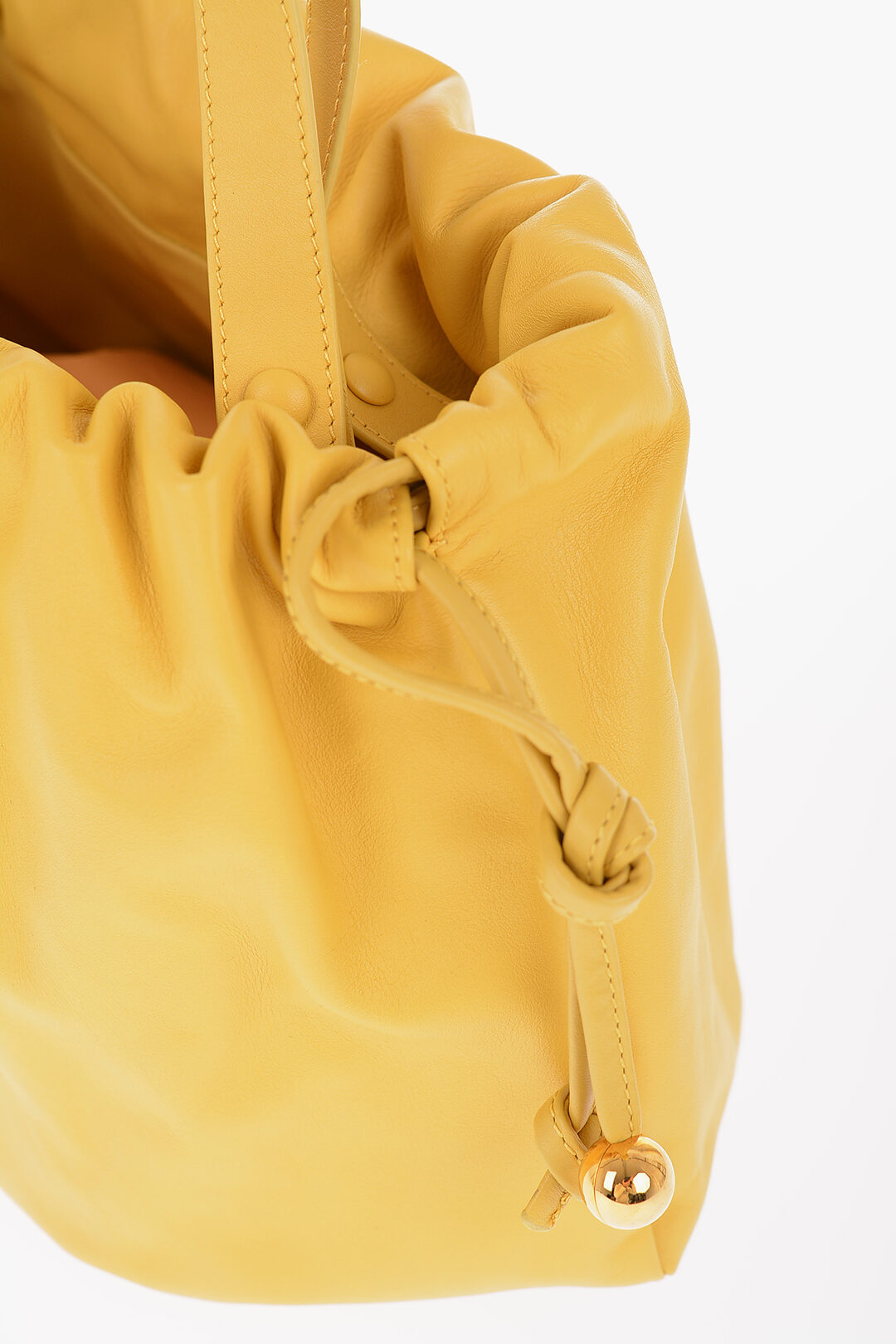 Luxury Bottega Veneta Leather Bulb Shoulder Bag With Golden Details