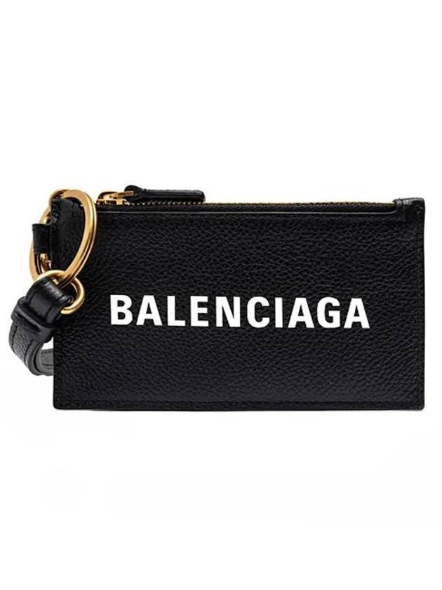 Luxury Balenciaga Logo Cash Keyring Card Wallet Black