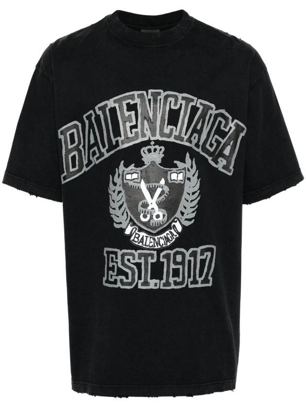 Luxury Balenciaga DIY College Medium Fit Short Sleeve T-Shirt Black