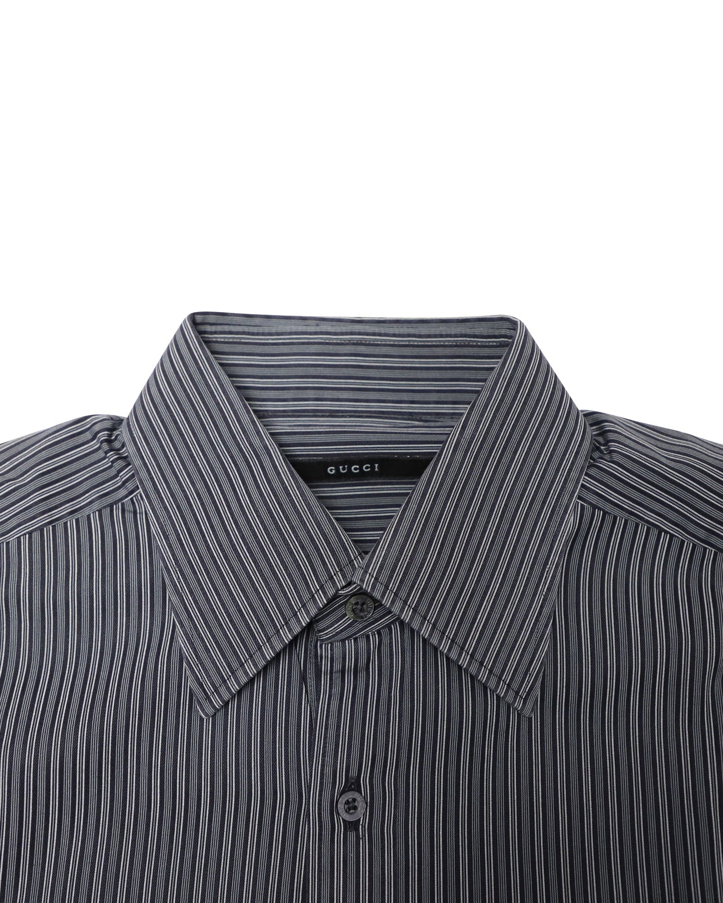 Luxury Gucci Trending 2025 Striped Button Down Shirt in Navy Blue Cotton