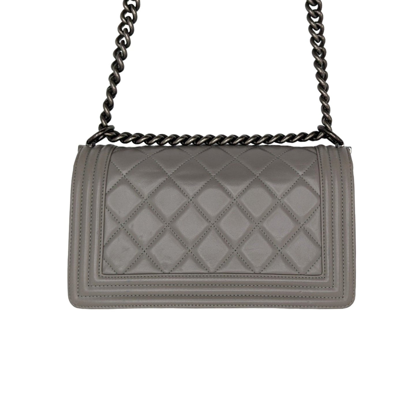 Luxury Chanel bag Gray Quilted Calfskin Medium Boy Bag