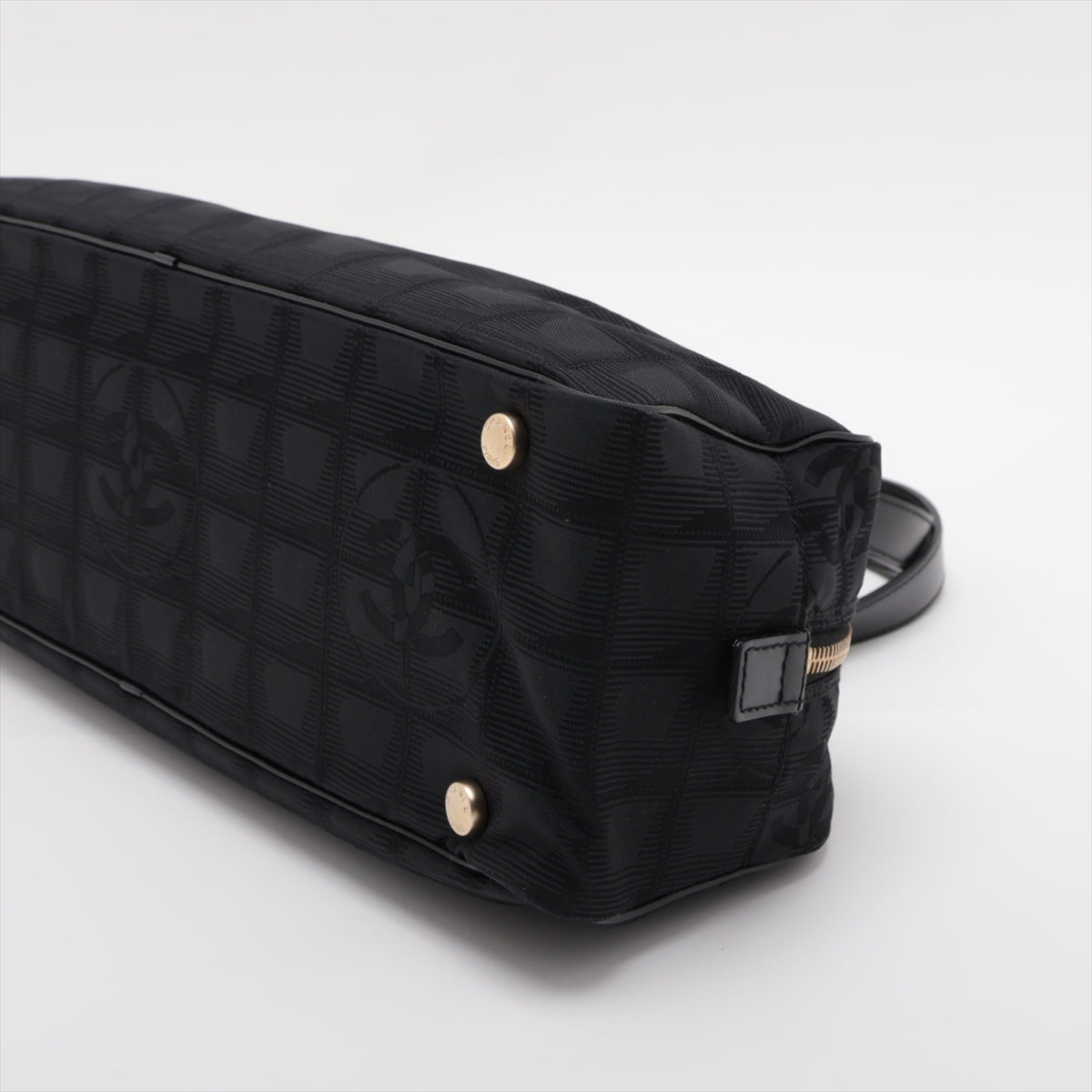 Chanel New Loveel Line Nylon  Leather Handbag Black G  8th