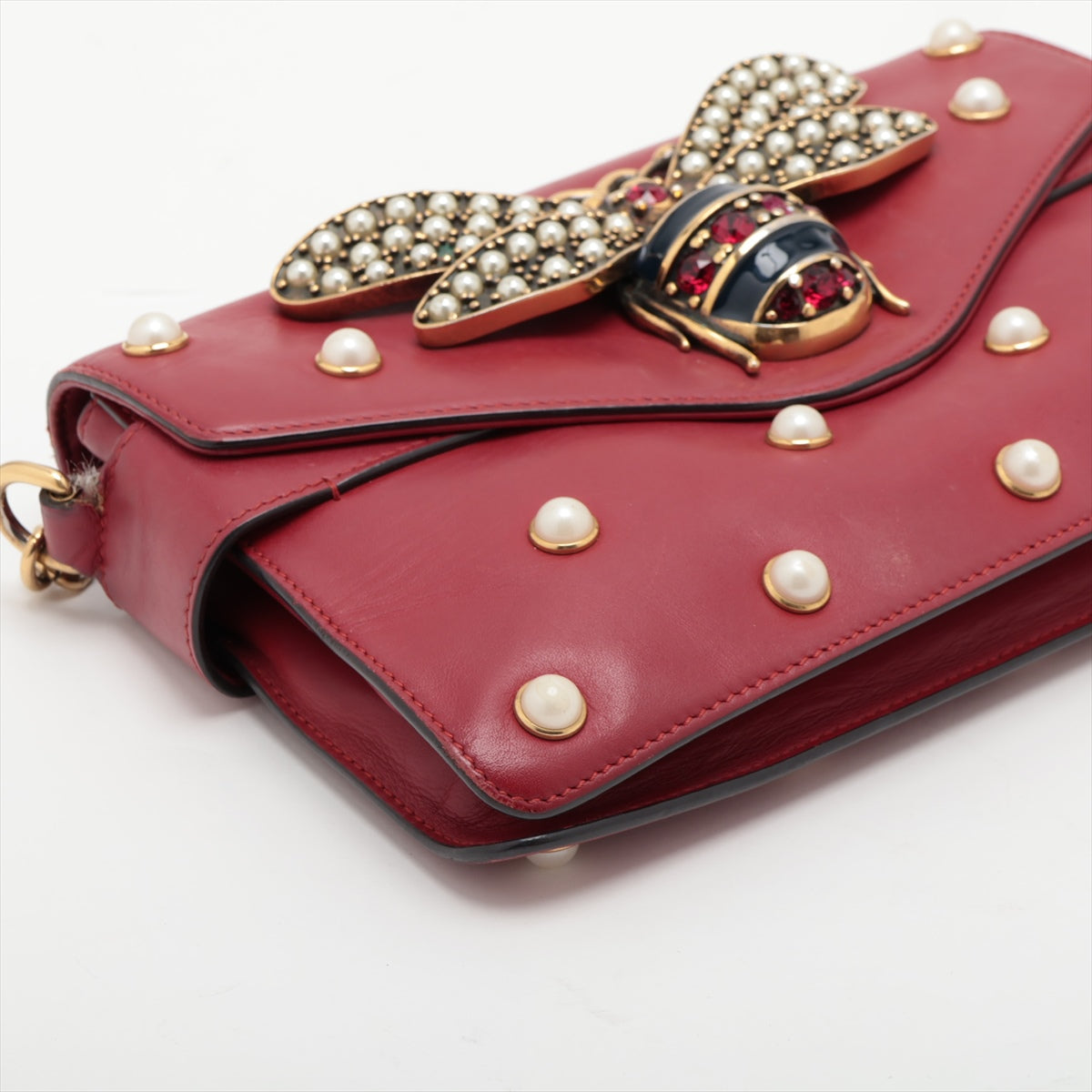 Luxury Gucci Trending 2025 Broadway Shoulder Bag in Leather Red 453778