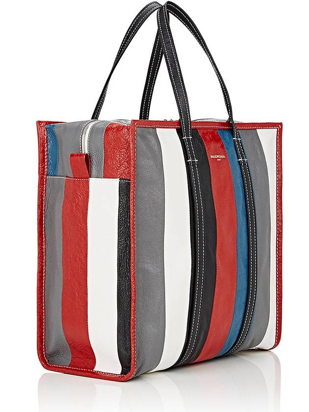 Luxury Balenciaga Bazar Striped Shopper Medium Tote Bag