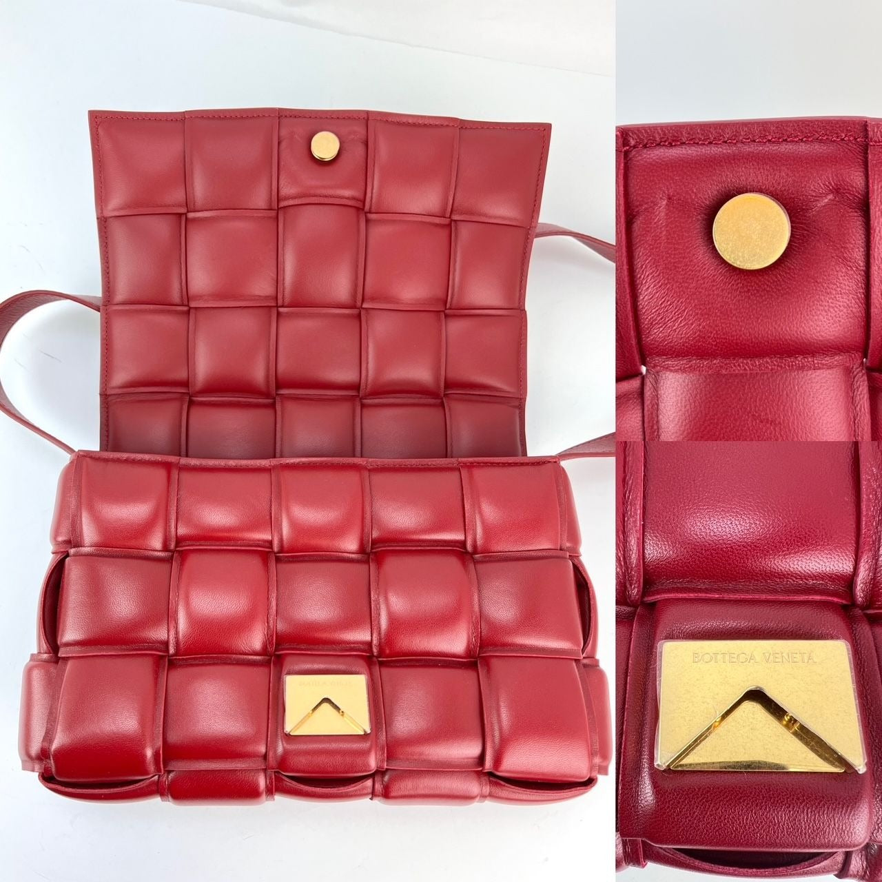 Luxury Bottega Veneta Red Nappa Maxi Intreccio Padded Cassette Crossbody Bag