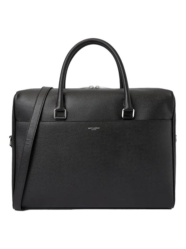 Luxury Saint Laurent Logo Leather Brief Case Black