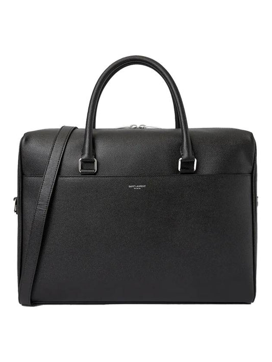 Luxury Saint Laurent Logo Leather Brief Case Black