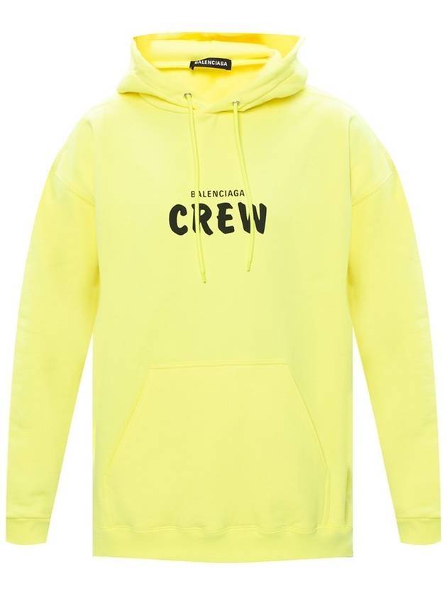 Luxury Balenciaga Logo Print Cotton Hoodie Yellow