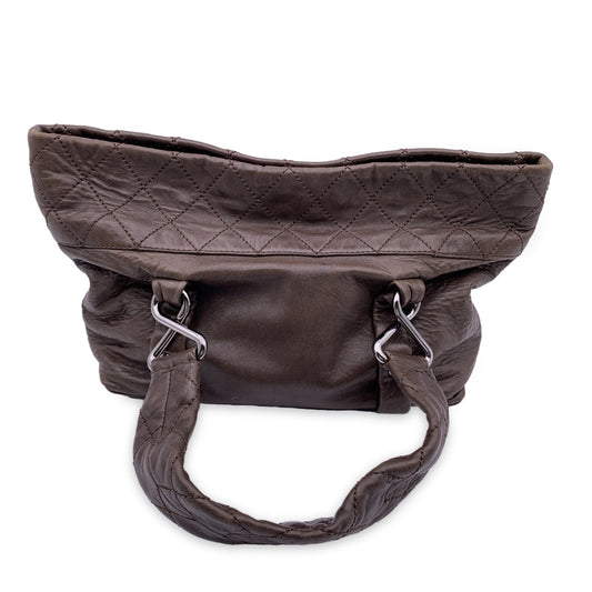 Luxury Chanel Brown Leather Sticth Mademoiselle 8 Knots Tote Bag