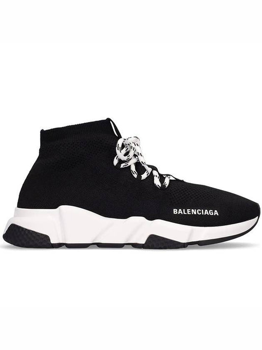 Luxury Balenciaga Speedrunner Lace -Up Knit High Top Sneakers Black