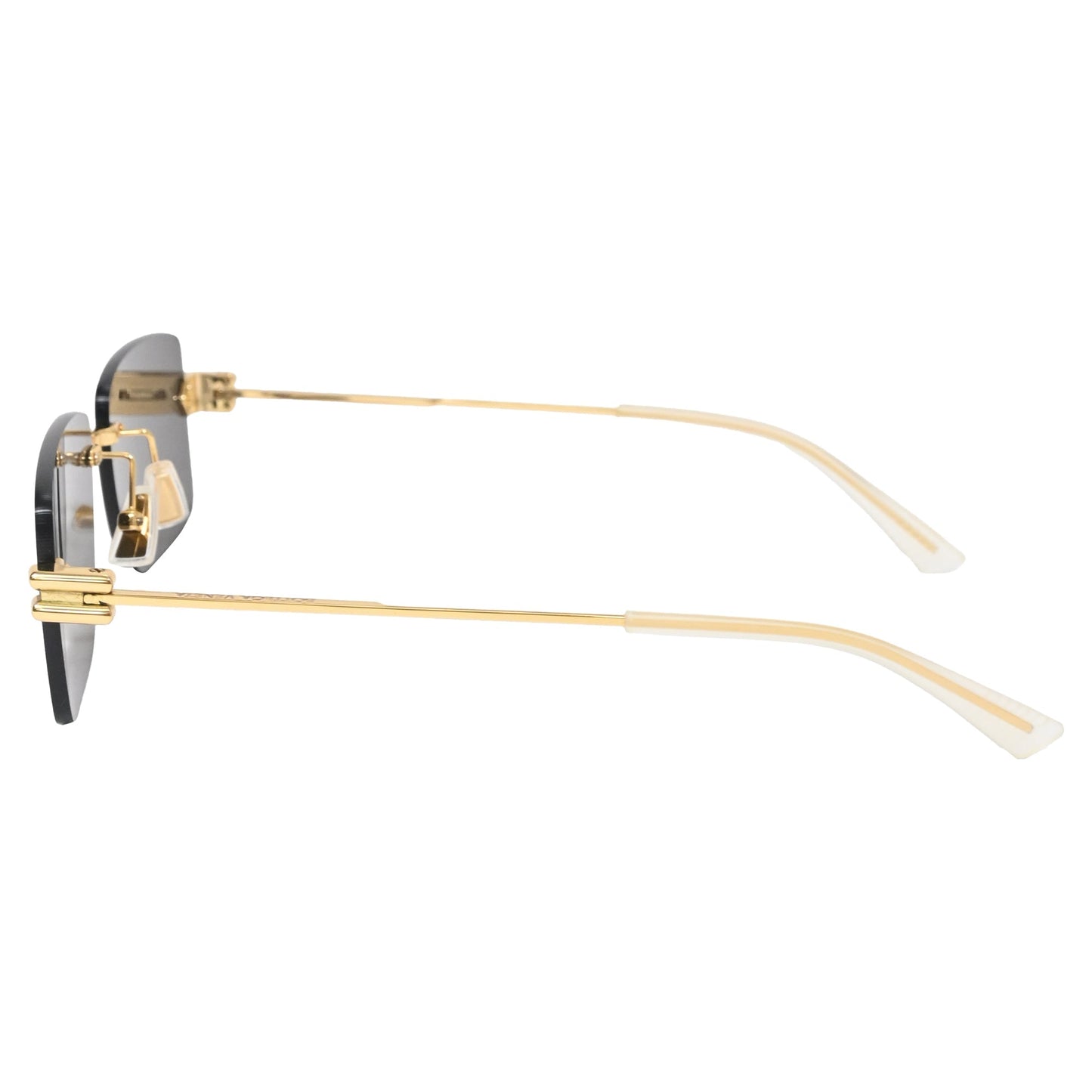 Luxury Bottega Veneta Frameless Sunglasses in Gold Metal