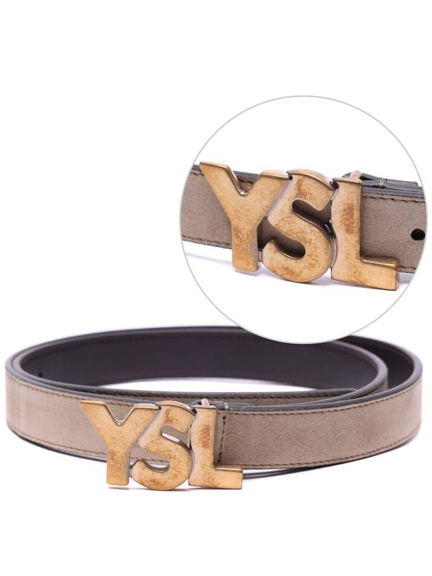 Luxury Saint Laurent YSL Logo Belt Beige
