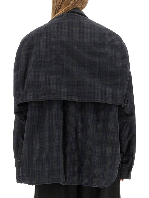 Luxury Balenciaga Checked Pattern Long Sleeve Shirt Grey